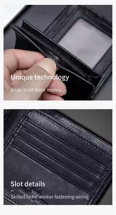 Cartera de cuero genuino BULLCAPTAIN, cartera de negocios de diseñador de marca para hombre, monedero de almacenamiento multifunción, paquete de tarjetas Rfid, cartera para hombre - tienda en línea