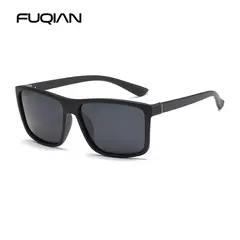 Gafas de sol polarizadas cuadradas negras clásicas para hombre, gafas de sol azules con espejo a la moda, gafas de sol Unisex Vintage antideslumbrantes para conducir UV400 - Eleganzie