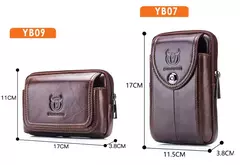 Imagen de BULLCAPTAIN-Bolso de cintura con cinturón de cuero para hombre, riñonera militar Molle, dinero pequeño, paquete de cintura para teléfono, bolsa para riñonera