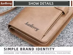 Baellerry-billetera larga a la moda para hombre, tarjetero con cremallera, monedero de cuero, monedero sólido, monedero masculino de alta calidad, 2024 en internet