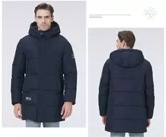 Image of ICEbear-Chaqueta gruesa y cálida para hombre, abrigo de longitud media con capucha, de algodón, a la moda, MWD3061D, invierno, 2023