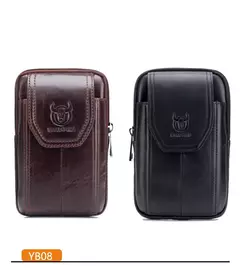 BULLCAPTAIN-Bolso de cintura con cinturón de cuero para hombre, riñonera militar Molle, dinero pequeño, paquete de cintura para teléfono, bolsa para riñonera - Eleganzie
