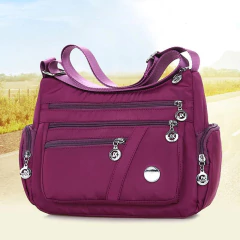 Imagen de Bandolera de hombro informal para mujer, bolso Oxford impermeable con cremallera, paquete de bolsos cruzados de viaje de gran capacidad para mujer