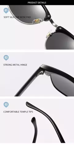 Gafas de sol polarizadas clásicas de medio marco para hombres y mujeres, gafas de sol pequeñas con remaches Retro, gafas de sol populares negras antideslumbrantes para viajar