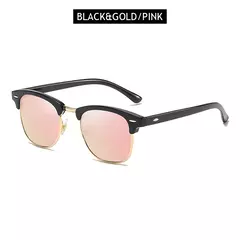 Gafas de sol polarizadas clásicas de medio marco para hombres y mujeres, gafas de sol pequeñas con remaches Retro, gafas de sol populares negras antideslumbrantes para viajar - Eleganzie