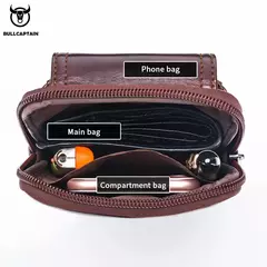 BULLCAPTAIN-Bolso de cintura con cinturón de cuero para hombre, riñonera militar Molle, dinero pequeño, paquete de cintura para teléfono, bolsa para riñonera - Eleganzie