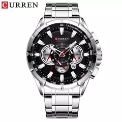 CURREN, nuevo reloj deportivo informal con cronógrafo para hombre, reloj de pulsera con banda de acero inoxidable, reloj de cuarzo con esfera grande y punteros luminosos en internet