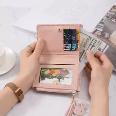 Cartera de mujer de cuero PU, cartera de mujer hecha de cuero, monederos para mujer, tarjetero, monederos portátiles plegables para mujer - comprar en línea