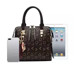Bolso de mano con letras en inglés para mujer, bolso con asa superior y borlas de cuero PU, bolso de hombro de lujo, bolso de mano de gran capacidad con diseño - Eleganzie