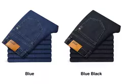 Image of Pantalones vaqueros informales de talla grande 42 44 46 a la moda para hombre, pantalones vaqueros clásicos de negocios rectos elásticos, pantalones de primavera y otoño de marca masculina