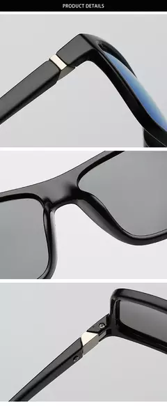 Gafas de sol polarizadas cuadradas negras clásicas para hombre, gafas de sol azules con espejo a la moda, gafas de sol Unisex Vintage antideslumbrantes para conducir UV400
