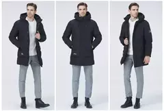 Image of ICEbear-Chaqueta gruesa y cálida para hombre, abrigo de longitud media con capucha, de algodón, a la moda, MWD3061D, invierno, 2023