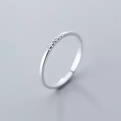 Anillo Ajustable de Plata 925 con Circón – Minimalismo Geométrico y Elegancia - tienda en línea