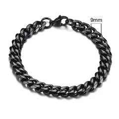 Vnox Basic 3/5/7/9/11mm ancho Curb pulseras de cadena de eslabones cubanos para hombres, joyería de mujer, regalos de pulsera de acero inoxidable antialérgico