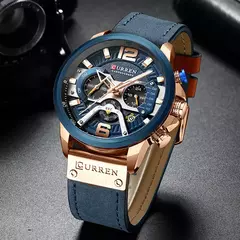 Image of Relojes deportivos CURREN informales para hombre, reloj de pulsera de Cuero militar de lujo de marca superior, reloj de pulsera para hombre, reloj de pulsera cronógrafo de moda