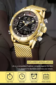 Reloj NAVIFORCE para hombre, marca de lujo, relojes de pulsera deportivos militares de cuarzo para hombre, reloj Digital LED de acero inoxidable, reloj Masculino