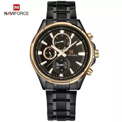 NAVIFORCE-Reloj de pulsera de acero inoxidable para hombre, cronógrafo informal clásico, resistente al agua, de cuarzo, con indicador de Fecha - Eleganzie