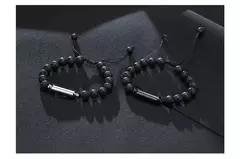 Imagen de Vnox Pulseras de urna con cuentas de piedra de lava informales para hombres para cenizas, joyería conmemorativa de recuerdo de cremación de tubo hueco, longitud ajustable