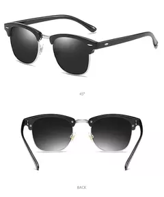 Gafas de sol polarizadas clásicas de medio marco para hombres y mujeres, gafas de sol pequeñas con remaches Retro, gafas de sol populares negras antideslumbrantes para viajar - Eleganzie