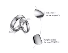 Vnox Anillos de boda de tungsteno antiarañazos para mujeres y hombres, alianzas de boda clásicas simples para parejas, joyería básica - Eleganzie