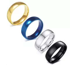 Vnox Anillo de bodas clásico para hombres y mujeres, joyería de acero inoxidable para dedo, anillo liso clásico de 6 mm y 8 mm - Eleganzie
