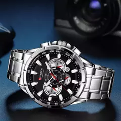 CURREN, nuevo reloj deportivo informal con cronógrafo para hombre, reloj de pulsera con banda de acero inoxidable, reloj de cuarzo con esfera grande y punteros luminosos