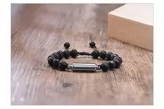 Vnox Pulseras de urna con cuentas de piedra de lava informales para hombres para cenizas, joyería conmemorativa de recuerdo de cremación de tubo hueco, longitud ajustable - tienda en línea