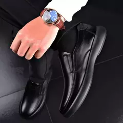 2025 zapatos de cuero genuino + microfibra para hombre 38-47 mocasines de goma antideslizantes suaves zapatos de cuero casuales para hombre en internet