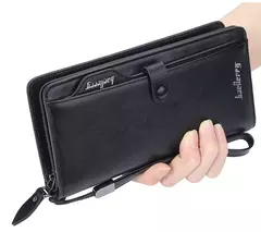 Baellerry-billetera larga a la moda para hombre, tarjetero con cremallera, monedero de cuero, monedero sólido, monedero masculino de alta calidad, 2024