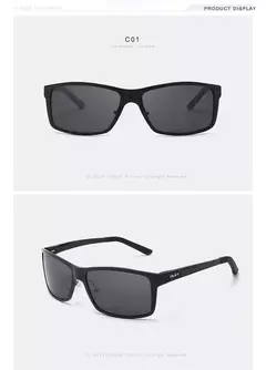 OLEY-gafas de sol polarizadas de aluminio y magnesio para hombre, lentes rectangulares para conducir - Eleganzie