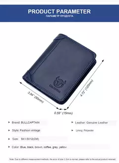 BULLCAPTAIN, nueva cartera de cuero genuino para hombre, Mini tarjetero pequeño, monedero para hombre, cartera RFID de bolsillo, moneda de alta calidad
