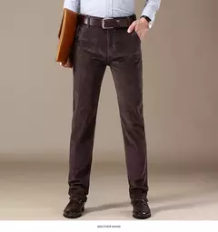 Pantalones informales de pana para hombre, moda de negocios, elásticos, de ajuste Regular, color negro, caqui, café, azul marino, otoño e invierno on internet