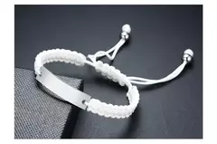 Imagen de Vnox-pulsera de cadena de cuerda trenzada para hombre, brazalete con nombre personalizado, fecha, cita inicial, grabado personalizado, longitud ajustable