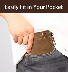 Cartera para hombre, tarjetero de cuero, monedero con cremallera, carteras de lujo para hombre, monederos con protección RFID, cartera Masculina de lujo en internet