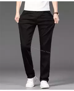 Image of Pantalones vaqueros blancos de corte Regular para hombre de estilo clásico, pantalones vaqueros de algodón elásticos avanzados a la moda de negocios, pantalones de marca para hombre