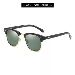Gafas de sol polarizadas clásicas de medio marco para hombres y mujeres, gafas de sol pequeñas con remaches Retro, gafas de sol populares negras antideslumbrantes para viajar - tienda en línea