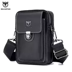 BULLCAPTAIN, riñonera de cuero Crazy Horse para hombre, bolsa para teléfono, riñonera pequeña para hombre, bolso con cinturón para el pecho, mochila YB075 en internet
