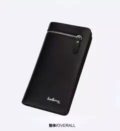 Baellerry-billetera larga de cuero PU con doble cremallera para hombre, bolsillo para teléfono de gran capacidad, cartera clásica multifunción para hombre 2022