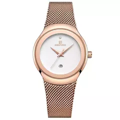 Reloj NAVIFORCE, relojes de cuarzo a la moda para mujer, reloj de pulsera resistente al agua de acero inoxidable para mujer, reloj Simple para chica, reloj femenino - comprar en línea