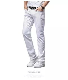 Pantalones vaqueros blancos para hombre, moda informal, estilo clásico, ajustados, suaves, pantalones elásticos avanzados de marca masculina - online store