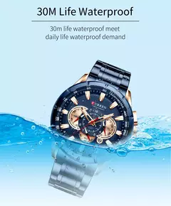 Imagen de CURREN, nuevo reloj deportivo informal con cronógrafo para hombre, reloj de pulsera con banda de acero inoxidable, reloj de cuarzo con esfera grande y punteros luminosos