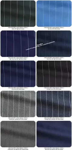Traje de rayas de tiza para hombre, traje de rayas azul marino claro hecho a medida con bolsillo para billete, traje de una sola botonadura a medida, solapa de pico - tienda en línea