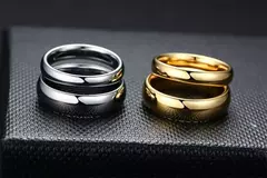 Vnox Anillos de boda de tungsteno antiarañazos para mujeres y hombres, alianzas de boda clásicas simples para parejas, joyería básica - Eleganzie