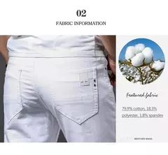Pantalones vaqueros blancos para hombre, moda informal, estilo clásico, ajustados, suaves, pantalones elásticos avanzados de marca masculina on internet