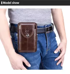 BULLCAPTAIN-Bolso de cintura con cinturón de cuero para hombre, riñonera militar Molle, dinero pequeño, paquete de cintura para teléfono, bolsa para riñonera