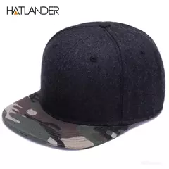 HATLANDER, gorras snapback de lana de alta calidad, gorra de béisbol de camuflaje lisa y sombrero de invierno para hombres y mujeres, gorra de hip hop en blanco con ala plana en internet