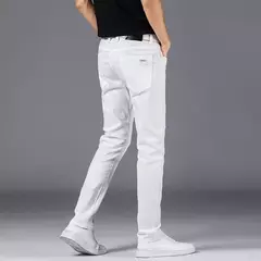 Pantalones vaqueros ajustados blancos para hombre, ropa de estilo clásico, elásticos de alta calidad, de marca, otoño - buy online