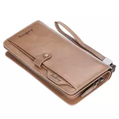 Baellerry-billetera larga a la moda para hombre, tarjetero con cremallera, monedero de cuero, monedero sólido, monedero masculino de alta calidad, 2024