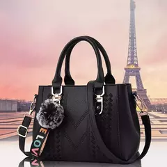 Bolsos de mensajero bordados, bolsos de cuero para mujer, bolsos para mujer, bolso principal de mano con bola de pelo para mujer - comprar en línea