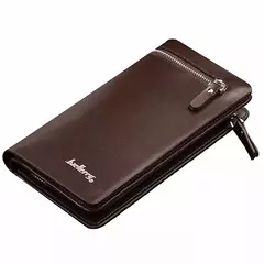 Baellerry-billetera larga de cuero PU con doble cremallera para hombre, bolsillo para teléfono de gran capacidad, cartera clásica multifunción para hombre 2022 - comprar en línea